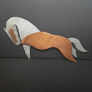 MCM Danish Modern Wood and Metal Horse Wall Art